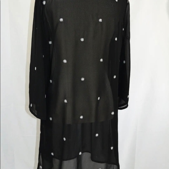 BLACK BEACH COVER UP  CRUISE WEAR & CO Embroidered Embellished Excellent conditi - Picture 3 of 8
